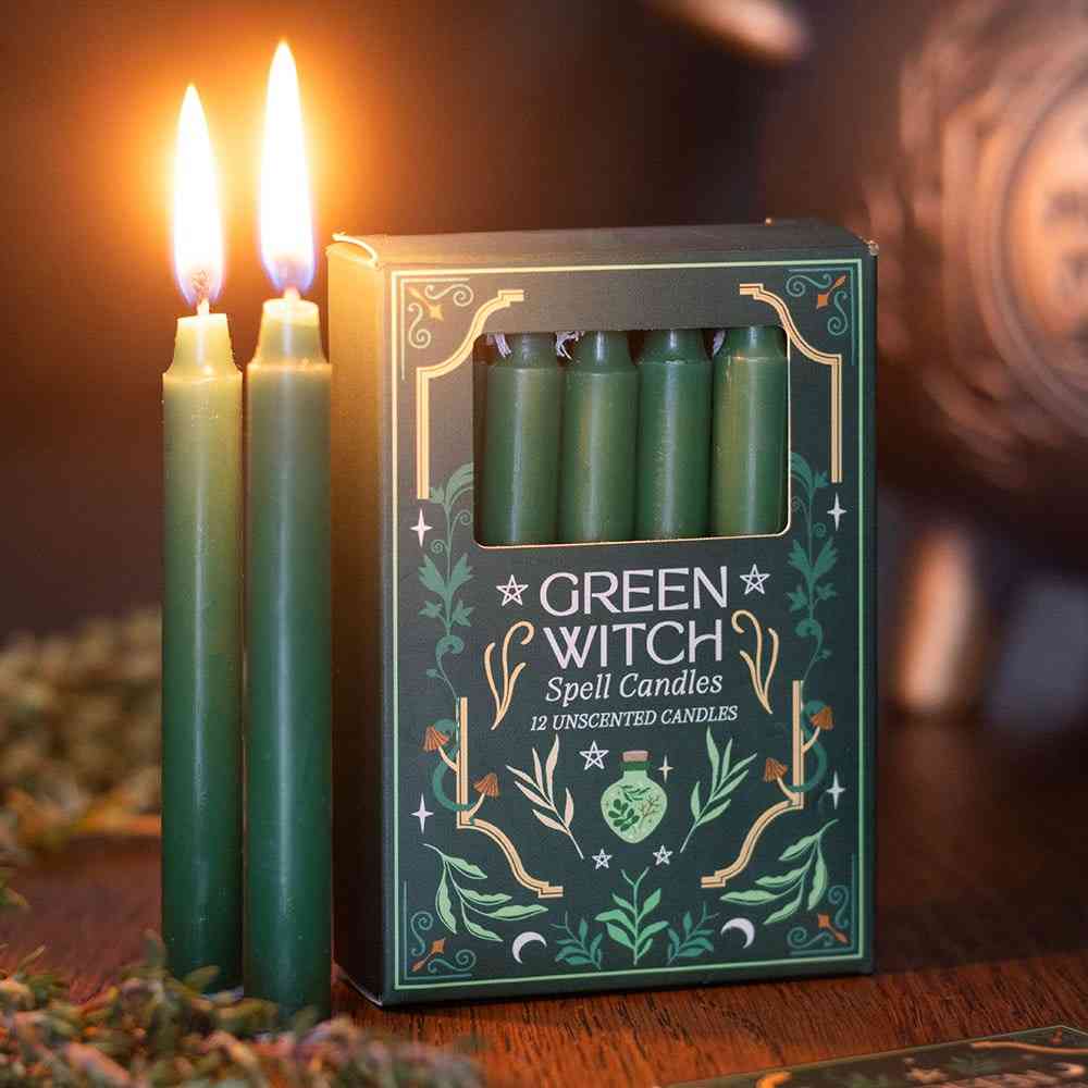 Something Different - Pack of 12 Green Witch Spell Geurkaars - Groen